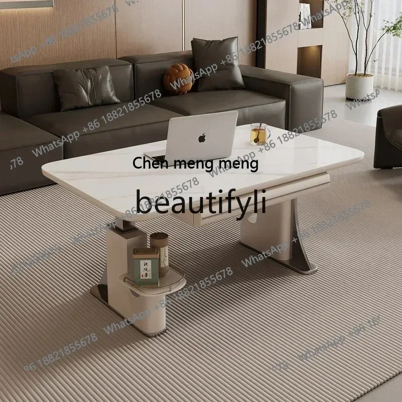 

cn8617 LHY S26 Lifting, rock slab living room Modern electric coffee table lifting movable multi-function, dining table dual-pur