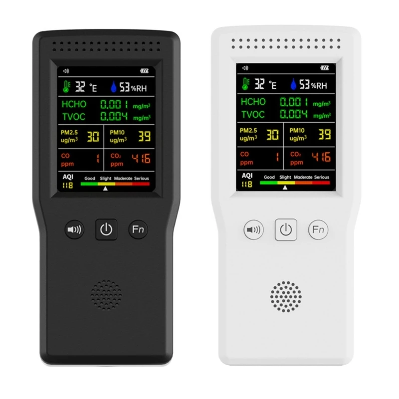 Air Quality Tester Air Quality Detector with LCD Digital Display Air Pollution Detector Meter PM2.5/1.0/10 HCHO