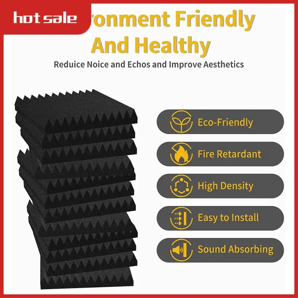 

AC22-12Pcs 1Inch X 12Inch X 12Inch Self-Adhesive Sound Proof Foam Panels,Acoustic Panels For Recording Studio,Room And Office