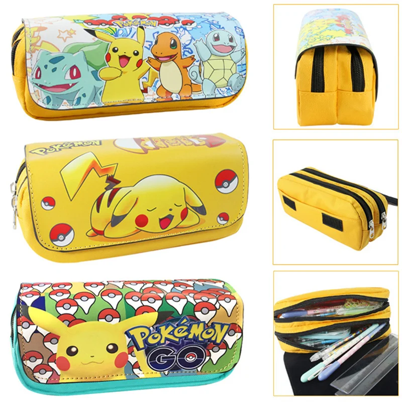 Anime Pokemon Kids Pencil Case Cartoon Pikachu Large Capacity School Pen Case Supplies Kawaii Pencil Bag Box Stationery Gifts