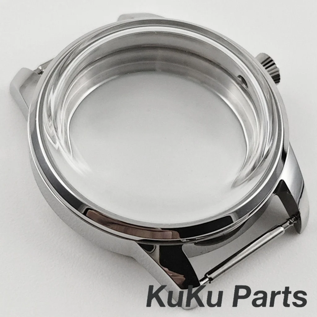 Silver S Crown NH35 33MM Cocktails Stainless Steel Watch Case Fit NH35 NH36 NH38 Movement Arch Glass Transparent Backcover Case
