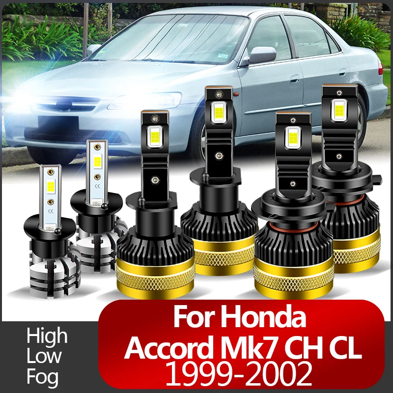 2PCS 30000lm For Honda Accord Mk7 CH CL 99-02 Car LED Headlight Bulbs High Beams Low Beams Fog lights High quality CANbus 6000k