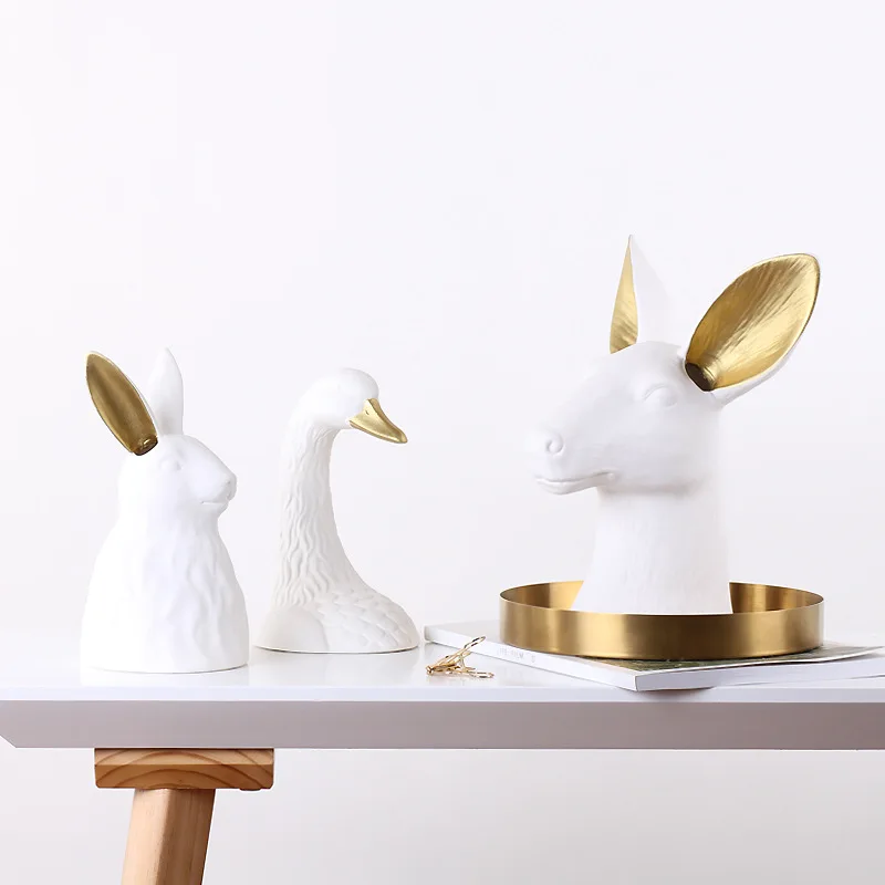 Imagem -02 - Ceramic Deer Statue For Childrens Room Decoration 3d Animal Home Accessories Living Desktop