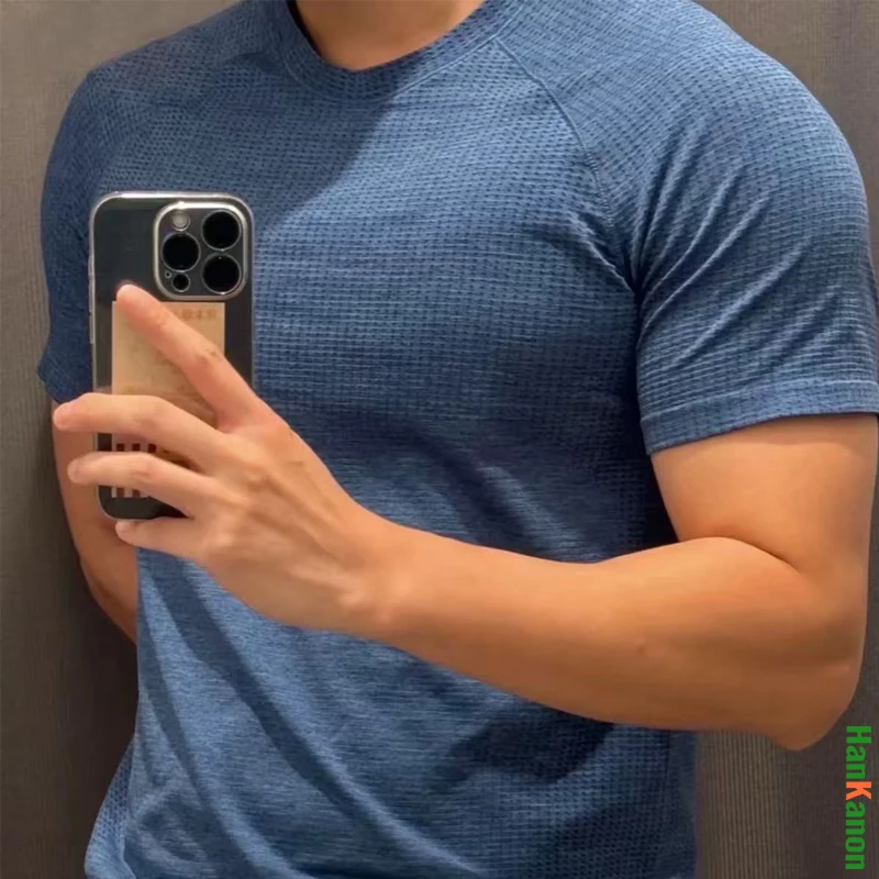 Men's Seamless Sport T-Shirt Quick-Dry Tech Breathable Mesh Gym Top High-Stretch Bodybuilding Fitness Short Sleeve Tee