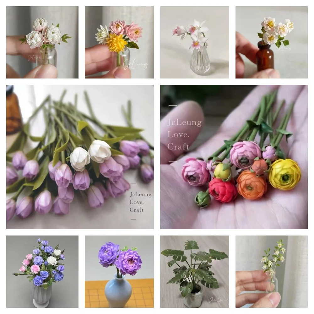

Customized Miniature Clay Flower Dollhouse Decoration Rose Tulip Peony Model Fairy Garden Decoration Scene Model Accessories Bjd