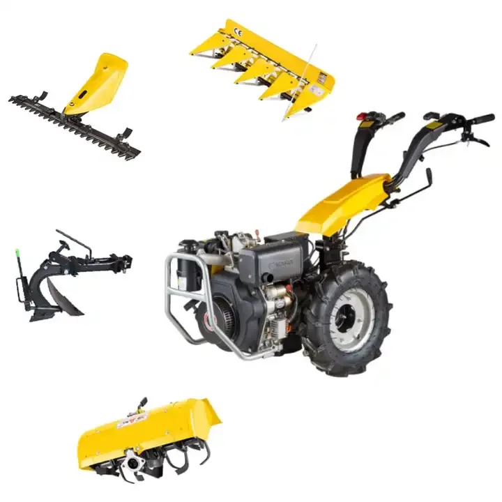 

Multi-purpose farm planting equipment walk-behind tractor turning soil rotary tiller cultivator with fertilizer applicator