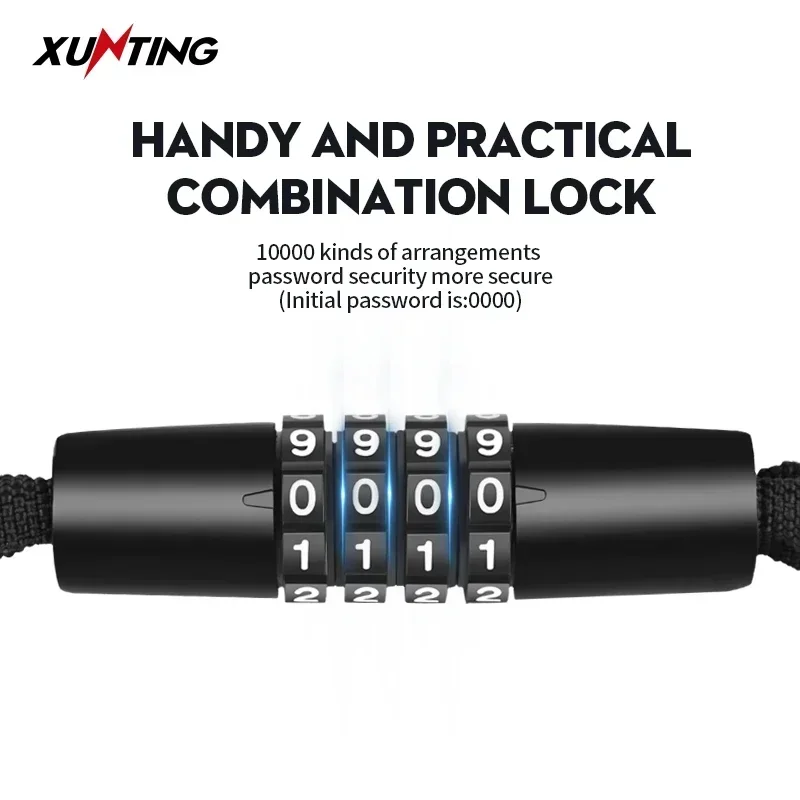 Xunting Bike Lock Secure Your Ride Equipment 4 Digit Combination Anti-theft Carbon Lock Mount MTB Bike Accessories