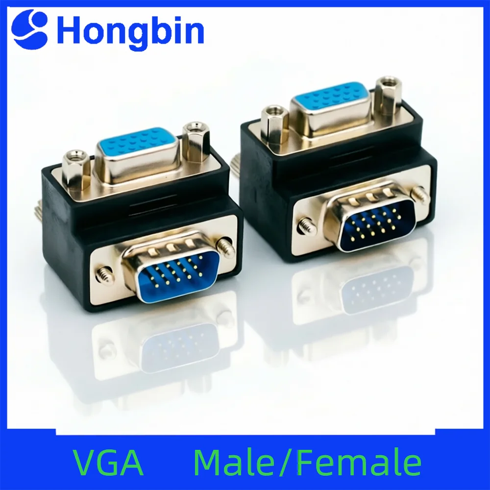 Right Angle VGA Adapter 90 Degree 270 Degree Elbow Head Female to Male Female to Female Cable Conversion 15 Pin to 15 Hole