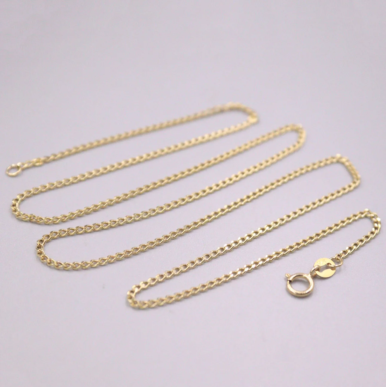 

Solid Real 18K Yellow Gold Necklace 1.8mm Thin Curb Link Chain 50cm Length