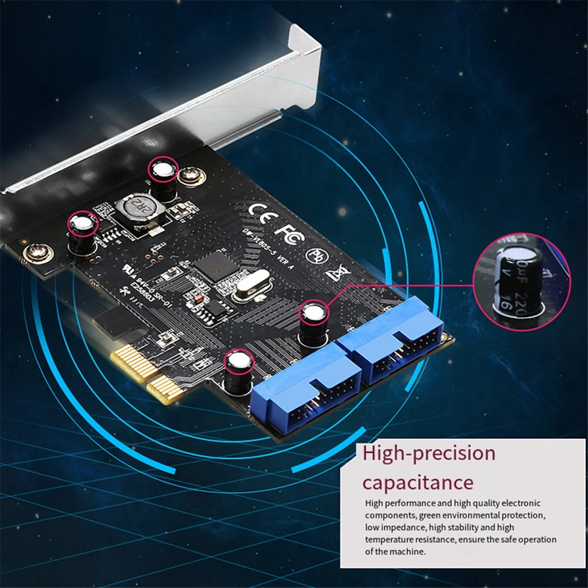 HOT SALE PCI Express USB 3.0 19 Pin Expansion Card PCIE 1X to 2 Ports USB 3 19 Pin Adapter Internal USB3 20Pin Hub Header