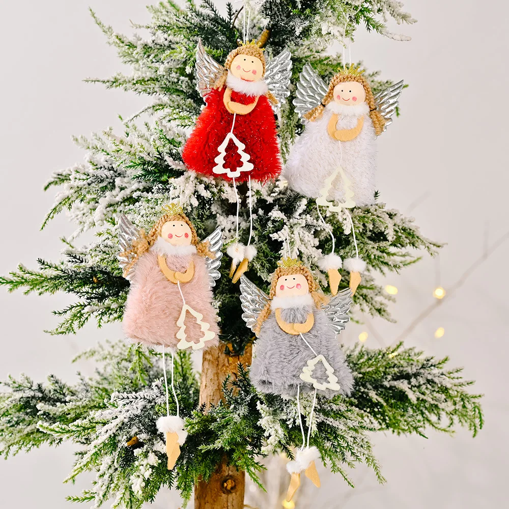 New Christmas Decoration Christmas Silver Wings Tree Angel Girl Christmas Tree Scene Decoration Pendant