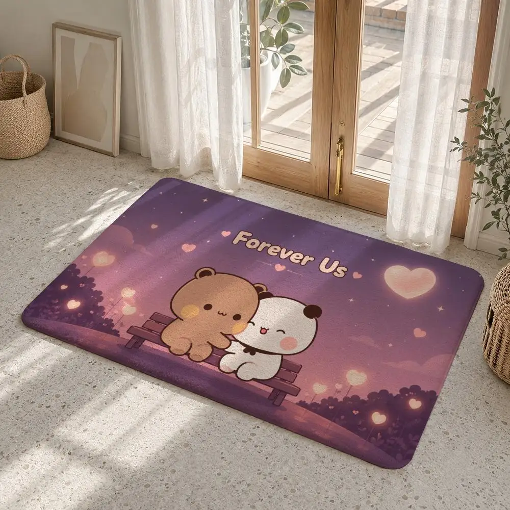 Cute Couple Love Cartoon Bubu & Dudu Floor Mat Non-slip Foot Rug for Entryway Hallway Kitchen Rugs Bedside Mats Home Decor
