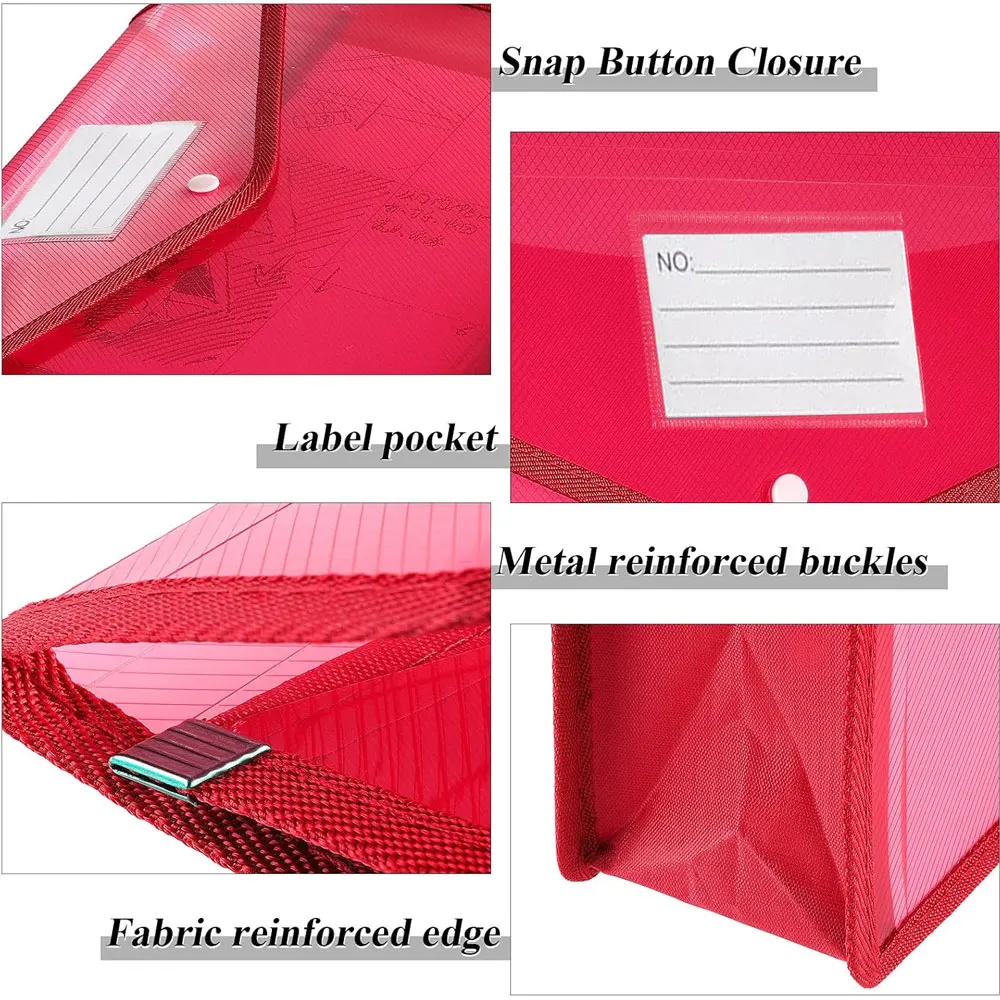 A4 Plastic Document Bag (1-Pack), Large Capacity Expandable Document Bag, with Snap Closure, Transparent Document Storage Bag. image 3