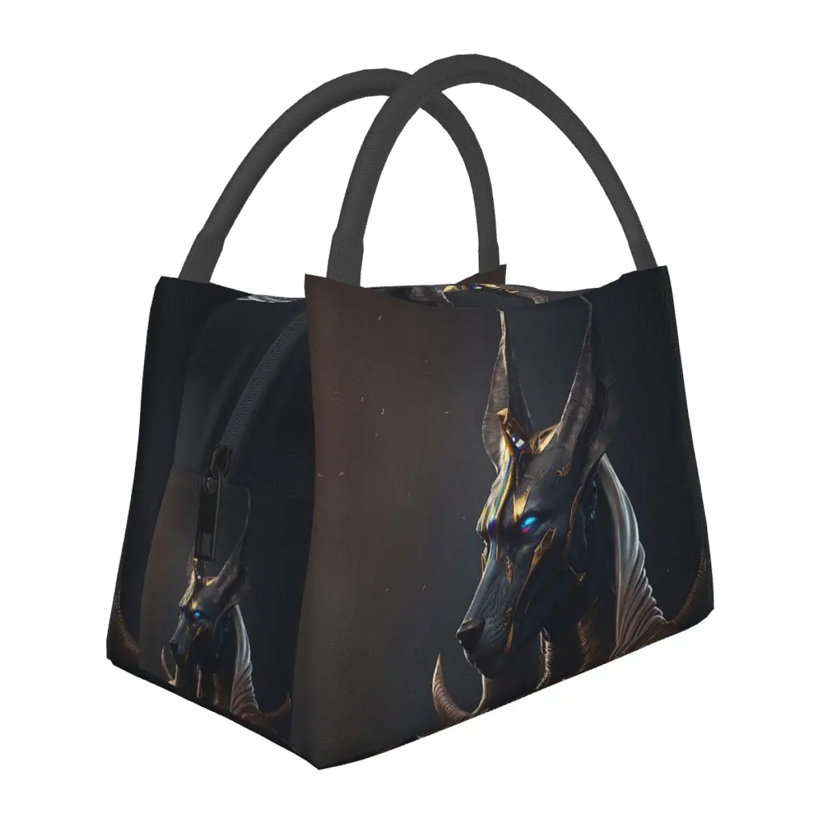 Egyptian God Anubis Art Lunch Bags Insulated Bento Box Portable Lunch Tote Picnic Bags Cooler Thermal Bag for Woman Girl School