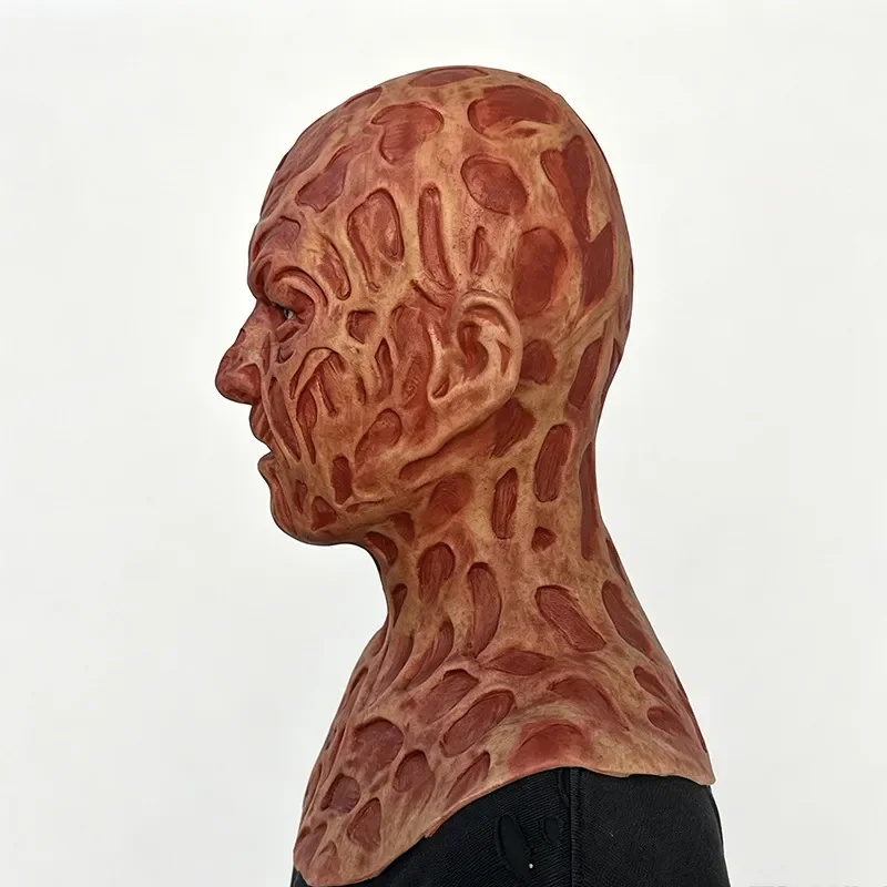 Horror full face human skin texture silicone mask halloween live person, horror party dress up hood
