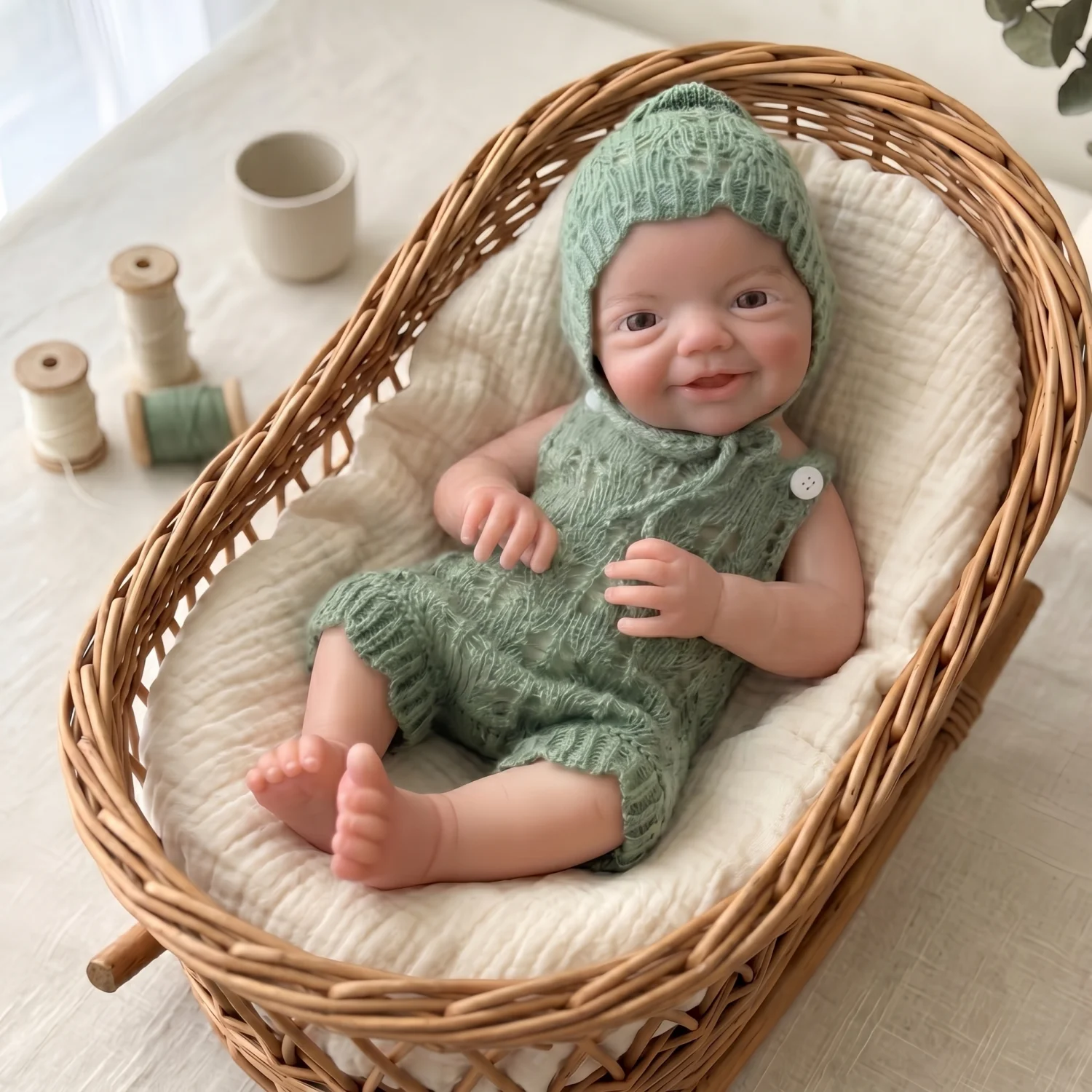32cm Washable & Open Mouth Charlie Solid Silicone Reborn Boy Doll With 3D Painted Skin Soft Touch Newborn Silicone Boy Doll