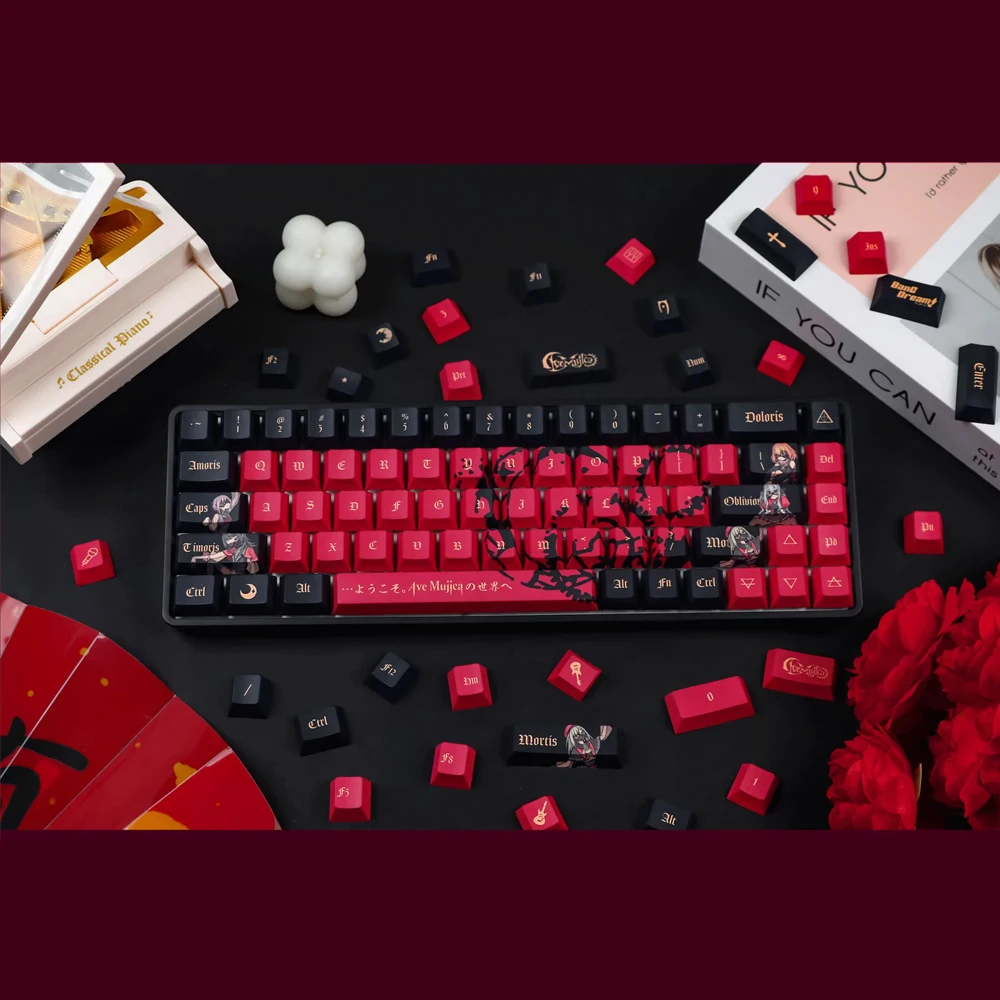 AveMujica Theme Keycaps BanG Dream Game MyGO Keycap PBT Five-sided Sublimation Cherry Profile Caps For Wired Mechanical Keyboard