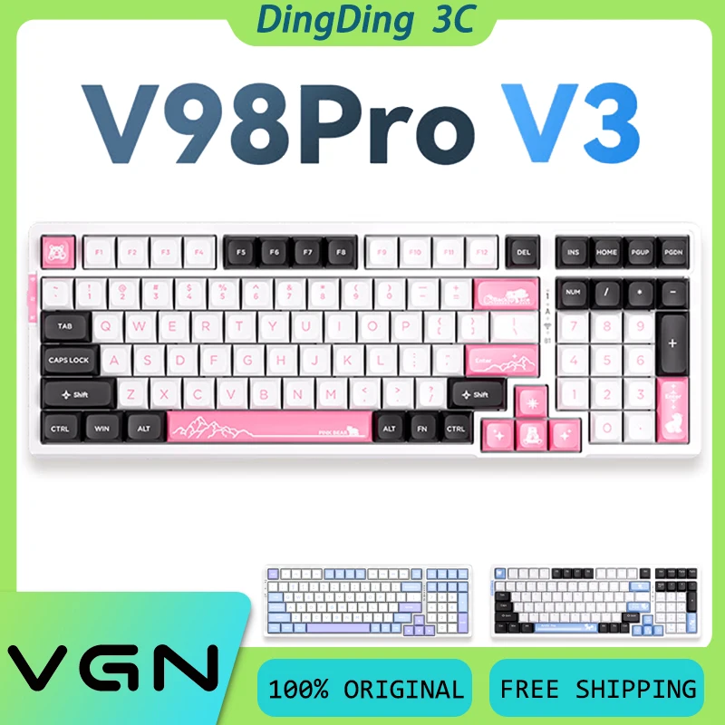 

VGN V98Pro V3 Wireless Mechanical Keyboard 3Mode Long Endurance Hot Swap Gasket Low Noise Low Latency Customized Gaming Keyboard