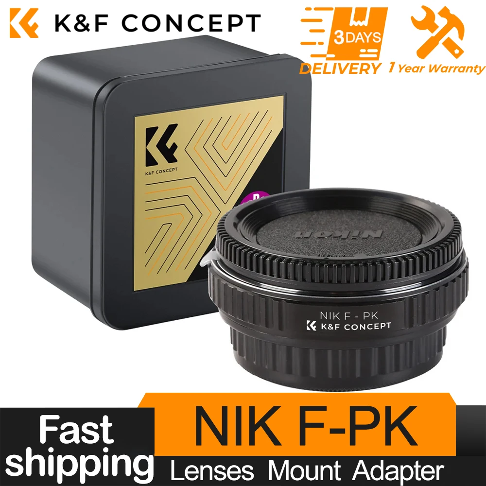 K&F Concept for Nikon F Lenses to Pentax K Lens Mount Adapter with Optic Glass Lens Adapter