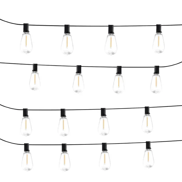 

50FT LED Outdoor String Patio Lights Waterproof 15 S14 Shatterproof Bulbs