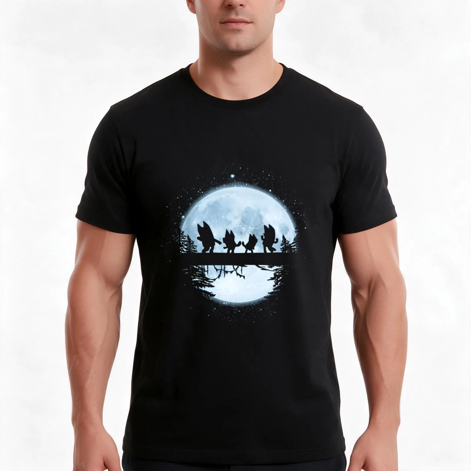 Midnight Dancing - Blu T-Shirt, Funny Graphic Print Tee, Unisex Cotton Casual Short Sleeve Top