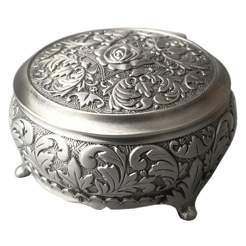 Wholesale embossed alloy metal music box clockwork and Christmas/birthday/Valentine's Day gold movement music box