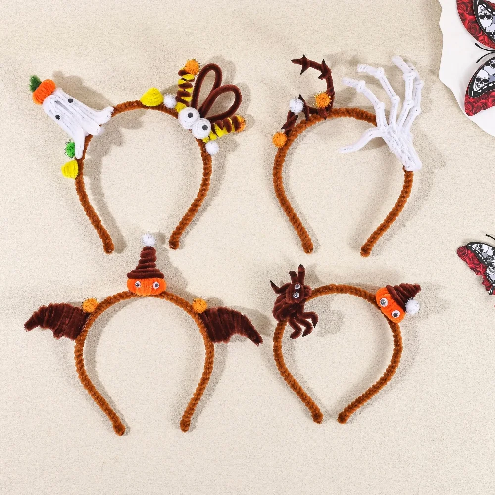 Cartoon Halloween Children's Headband for Girls Pumpkin Ghost Bat Spider Hair Bands Kids Costume Accessories Theme Party Wear