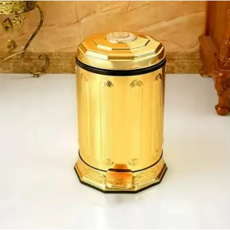 ZM222 6L Antique Bronze Stainless Steel Trash Can with Lid, Household Waste Bin for Kitchen Bathroom Office
