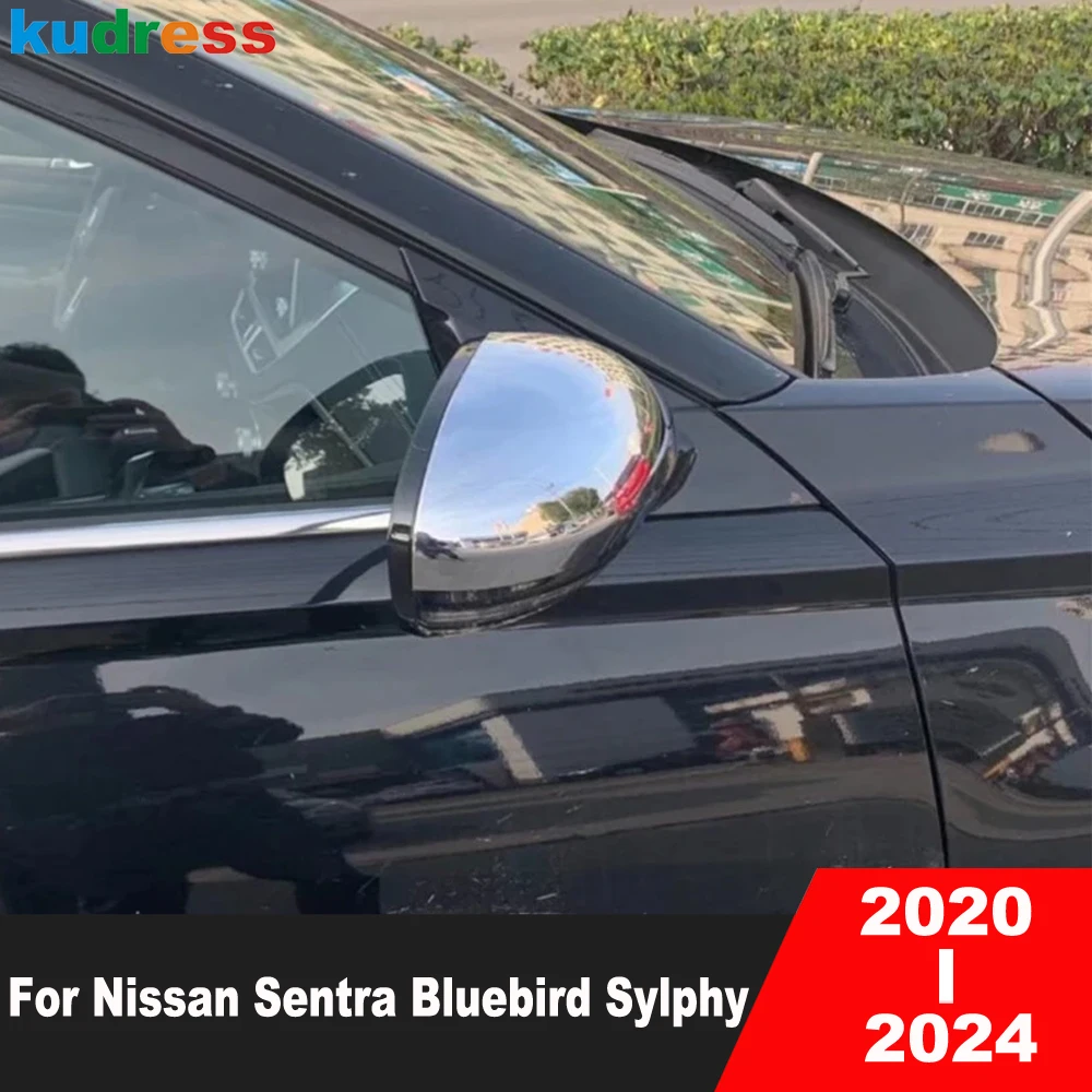 Rearview Mirror Cover Trim For Nissan Sentra Bluebird Sylphy 2020-2022 2023 2024 Chrome Car Side Wing Mirrors Cap Accessories