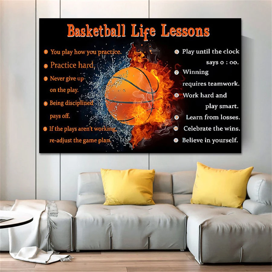 Diamond Painting Basketball Life Lessons Motivational Poster 5D Diamond Mosaic DIY Cross Stitch Kits Crystal Painting Wall Decor