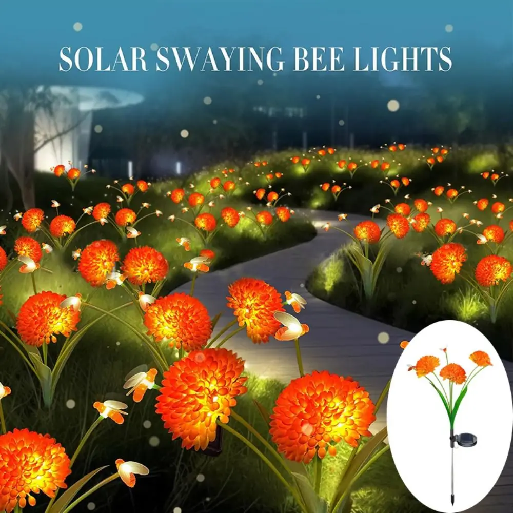 Waterproof Solar Powered Garden Lamp Wobbling Design With Flowers Honeycomb Garden Lamp Bright Orange Solar Powered