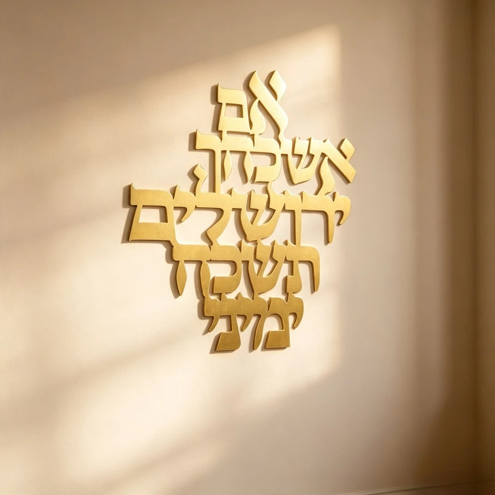 CIFBUY Metal Wall Art Elegant Jerusalem Blessing Iron Craft Sculpture Indoor Outdoor Home Entryway Office Decor Ornament Plaque