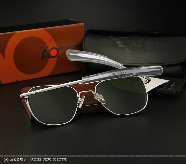 AO Sonnenbrille Mann USA Armee Militär Luftfahrt Pilot Sonnenbrille Glaslinse Frau Luxusmarke Retro Titan Rahmen Hohe Qualität – Detail 8