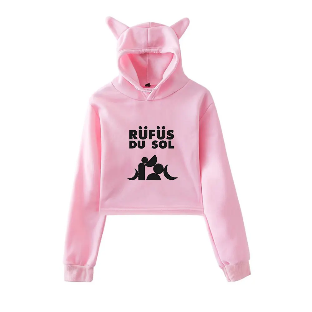 

Rufus du Sol Merch винтажная уличная одежда 90-х годов толстовки с капюшоном для девочек укороченный модный спортивный пуловер с кошачьими ушками