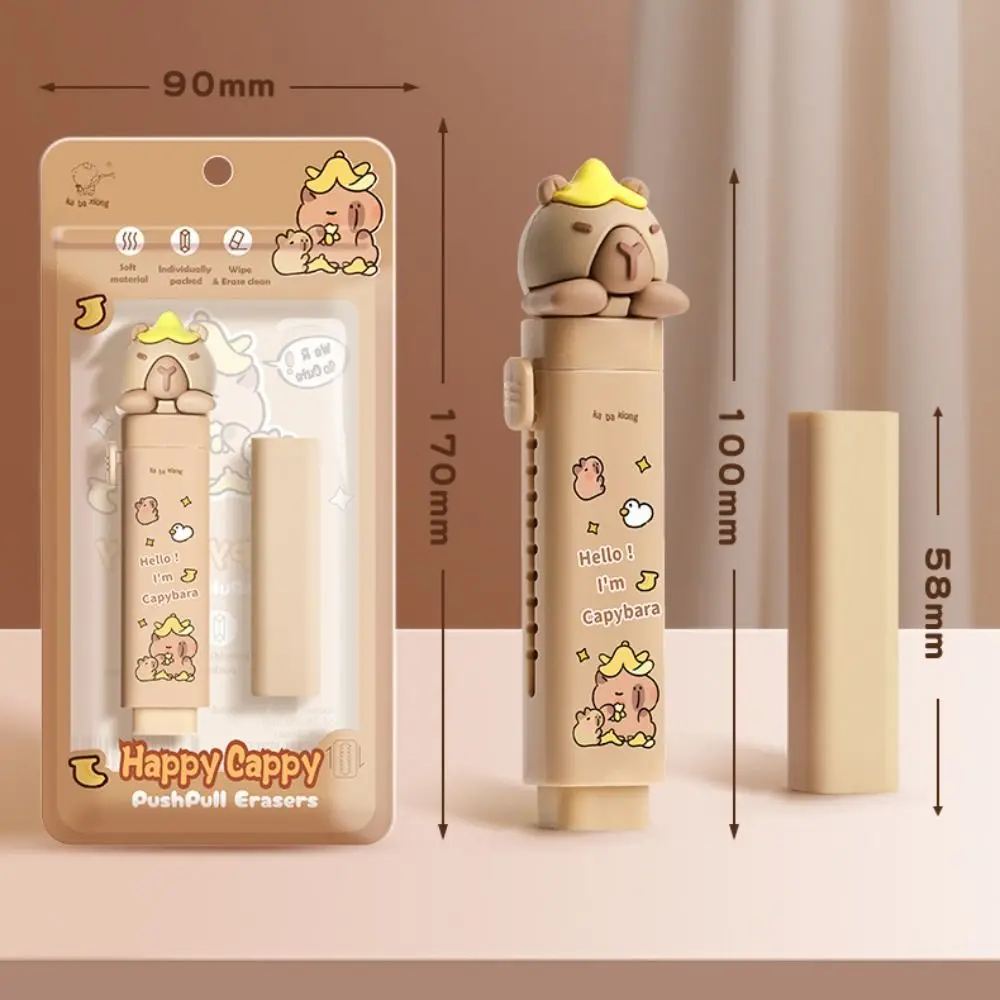 New Capybara Rubber Eraser Push-pull Design Replaceable Core Silicone Eraser Gift Cartoon Pen Type Eraser School Supplies