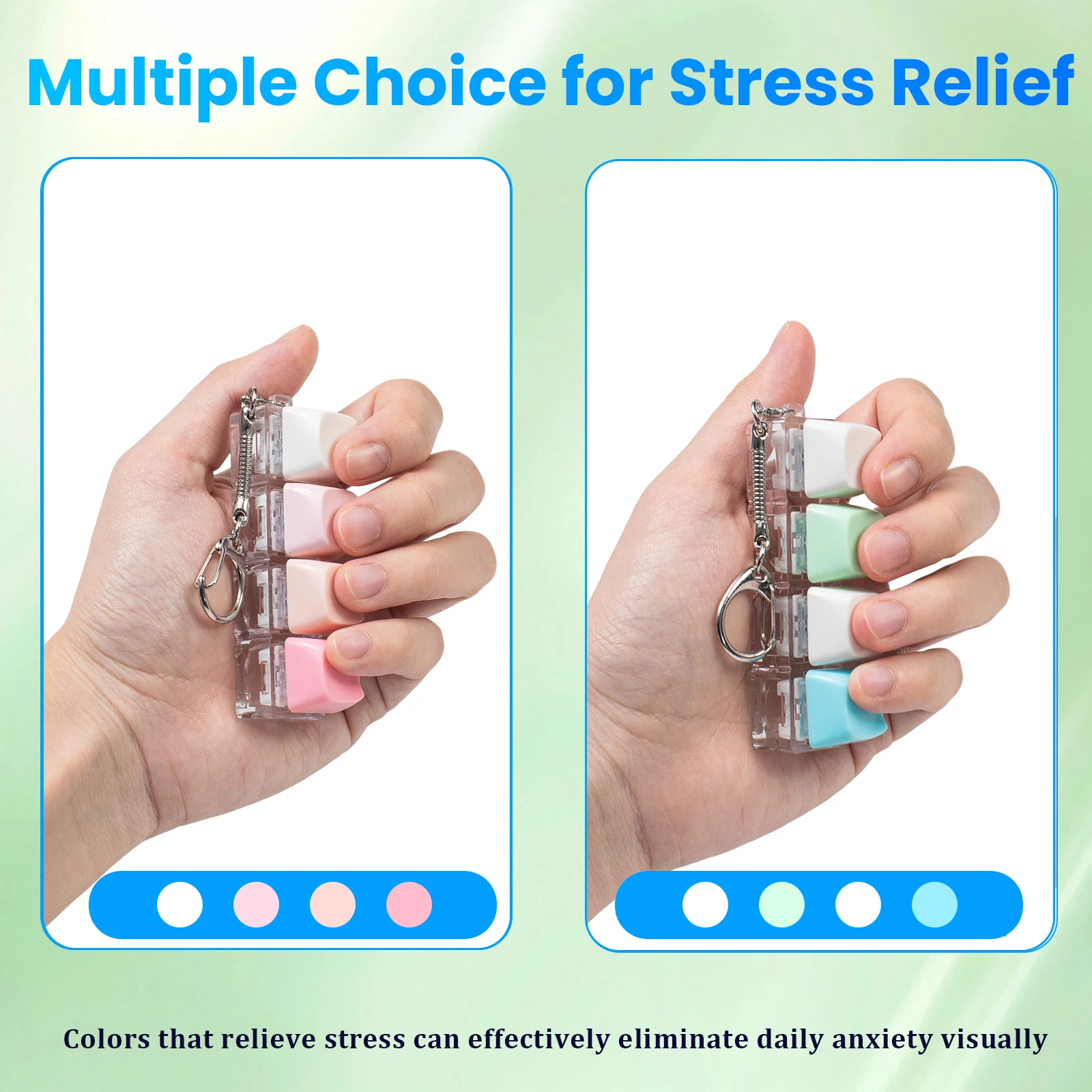 4 Keys Colorful Keyboard Fidget Toy Fidget Keyboard Keychain Keyboard Clicker Fidget Toy Stress Relief Keyboard Fidget Clicker