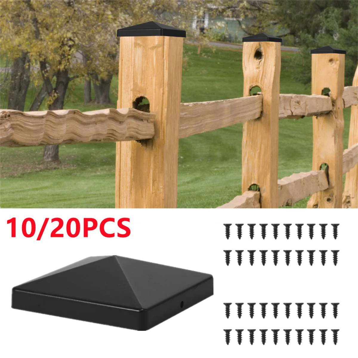 

20 шт., деревянные чехлы для стоек для забора, прочные пластиковые чехлы для стоек на палубе, водонепроницаемые термостойкие колпачки для стоек для защиты садового забора