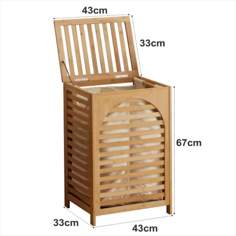 Large reusable waterproof modern bamboo laundry basket with removable laundry bag