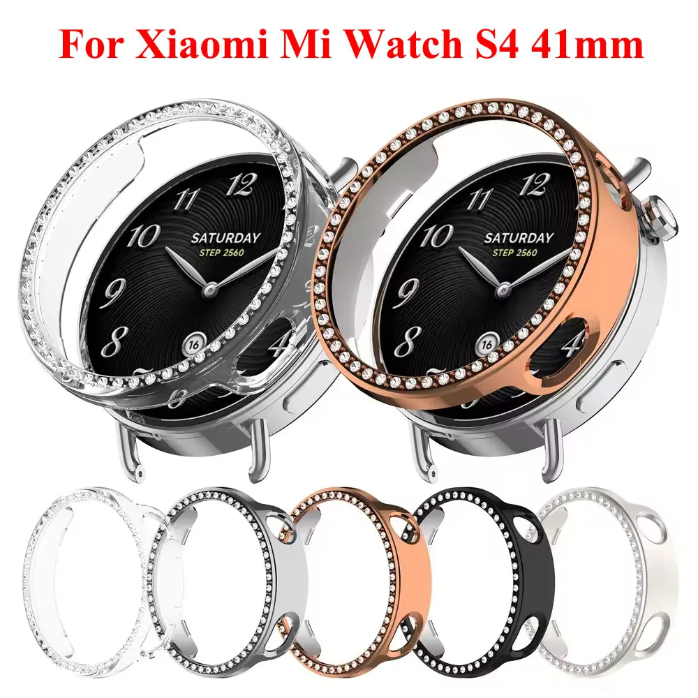 Bling Cover for Xiaomi Watch S4 41mm Diamond PC Case Screen Protector Shell for Xiaomi Watch S4 Bumper Watch Accessories