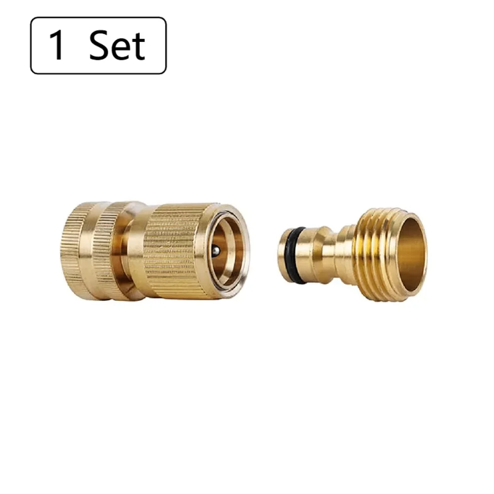 1-Set Quick-Connect Garden Hose Set - Leak-Free, Solid Brass 3/4