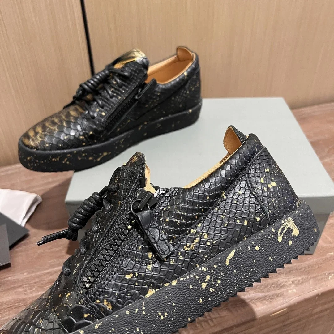 موضة جديدة أحذية رياضية كاجوال للرجال العلامة التجارية مصمم النساء أحذية التنس الفاخرة الجلد الحقيقي GZ المتسكعون أحذية رياضية 35-48 G0405 #5