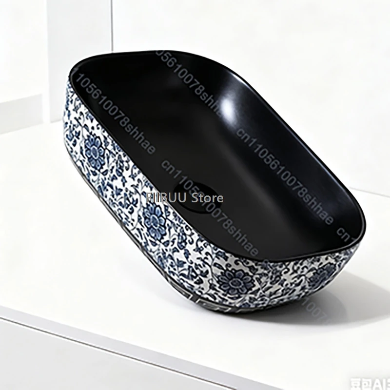 

Above Counter Wash Bowl Sinks Ceramic Vessel Sink Vintage for Bathroom Vanity Balcony Art Basins Countertop Basin Artistic Sink