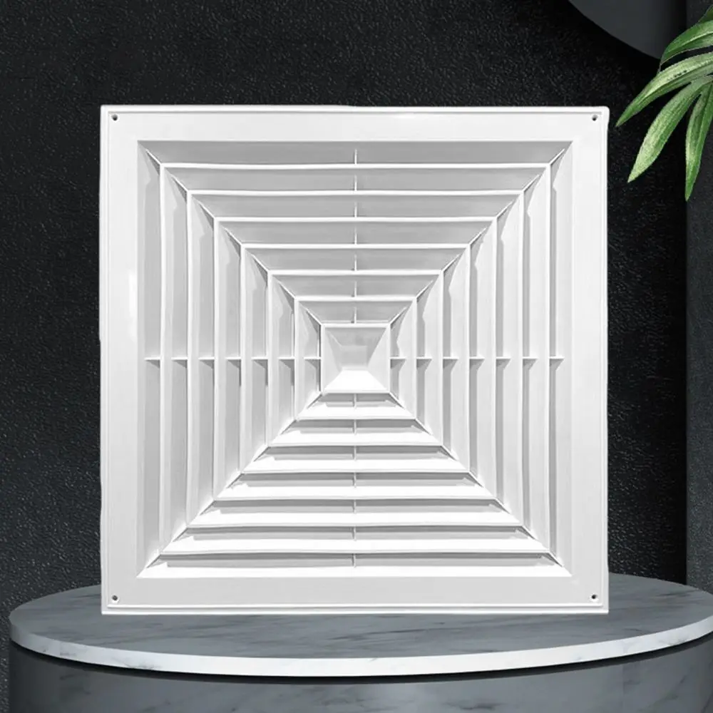 

New Plastic Air Vent Grille White With Flaps Duct Heating Vents Silent Operation Square Exhaust Fan Cover Ceiling Mount