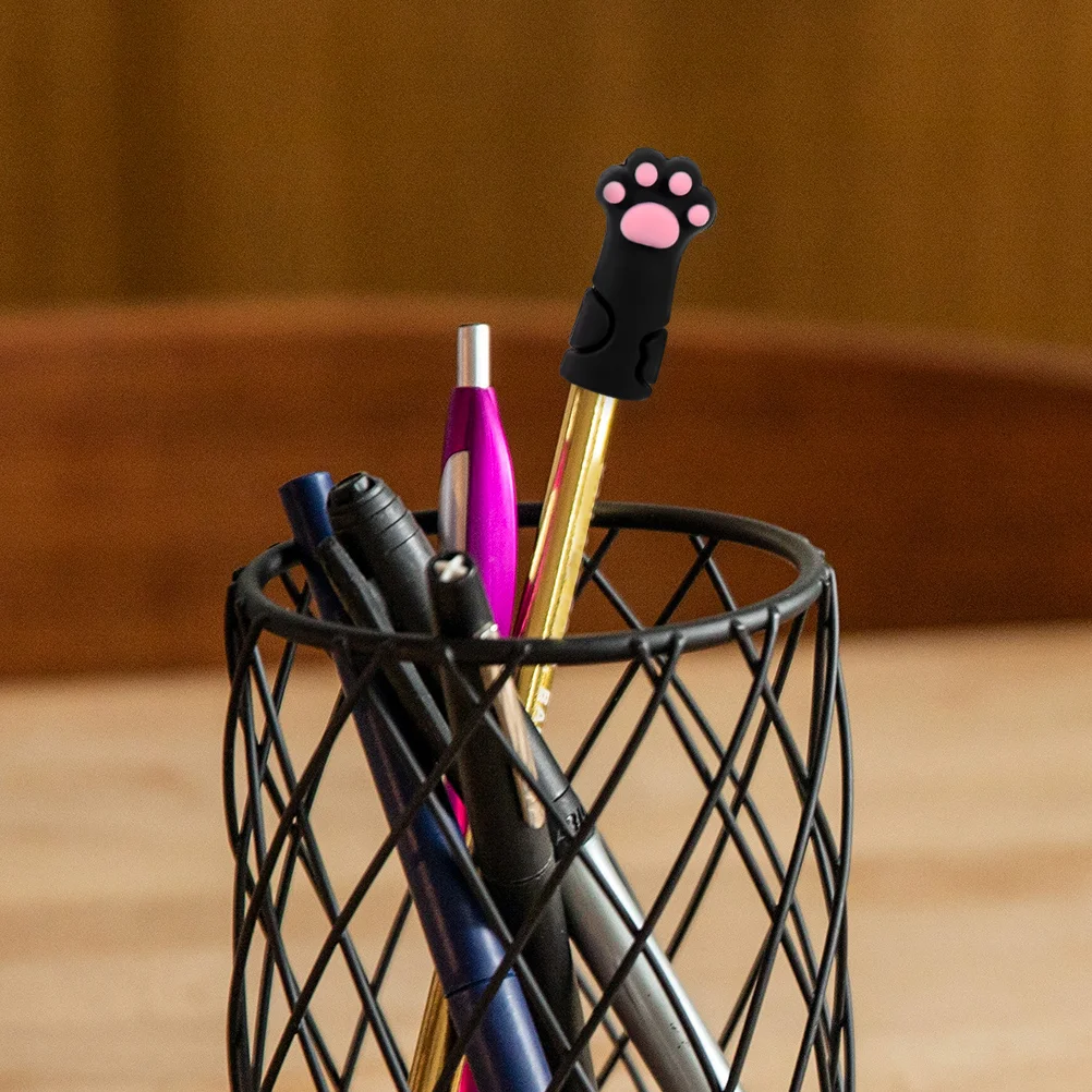 9 Pcs Cat Paw Pen Cap Pencil Protective Toppers Tip Caps Cute Cover Silica Gel Silicone Protector