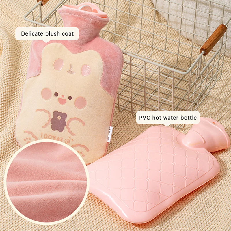 Cute Hot Water Bottle Bag For Girls Plush Shoulder Hand Warmer Heat Pack Warm Belly Instant Hot Pack Winter Water Heating Pad