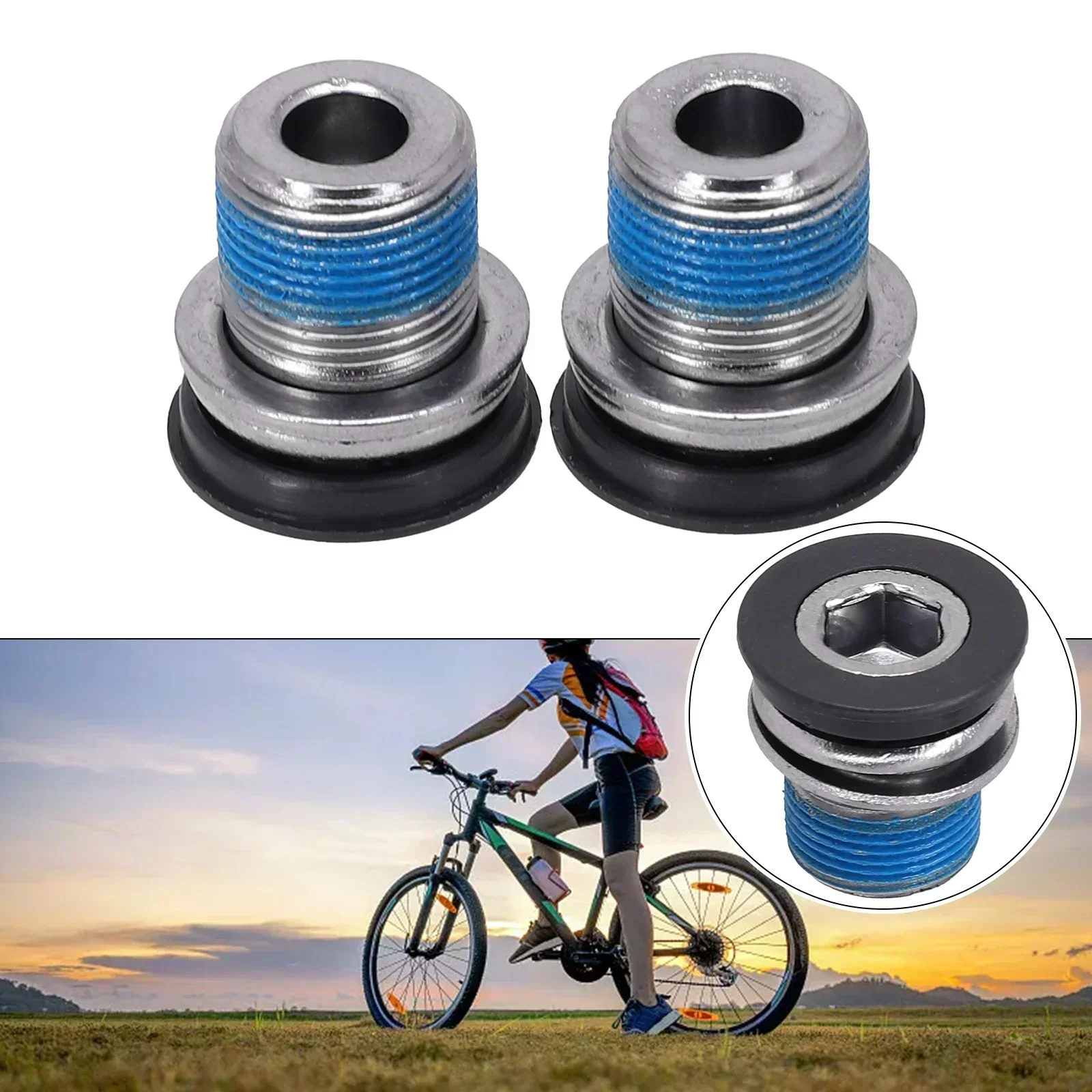 2 Pcs Mountain Bike Axle Screw M15 Stainless Steel Crank Black Screw Climbing Bike  Crank Screw Bicycle Accessories