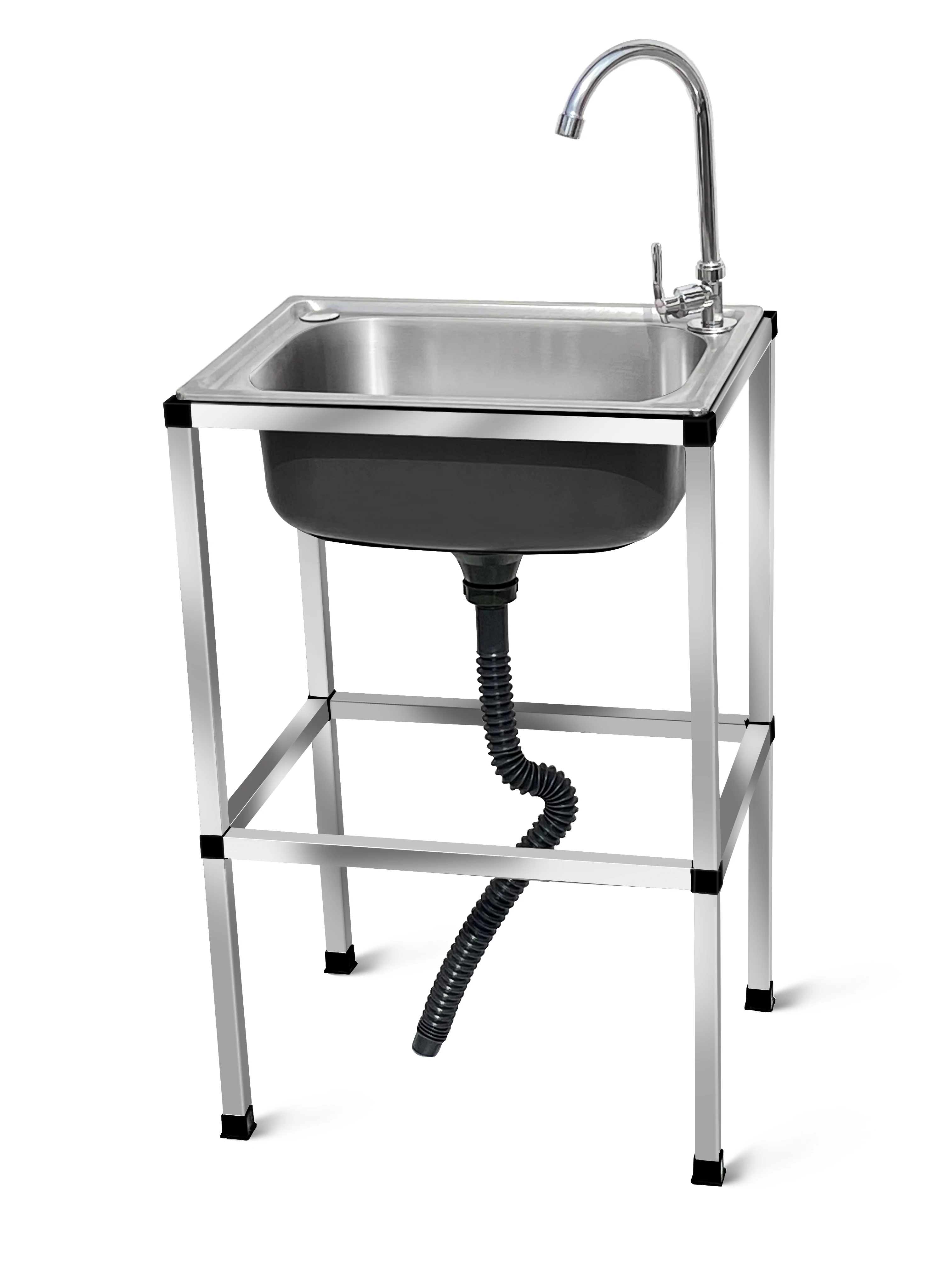 Kitchen Thickened Stainless Steel Sink Single Sink with Bracket Sink Dishwashing Sink Washing Basin Large Single Basin withShelf