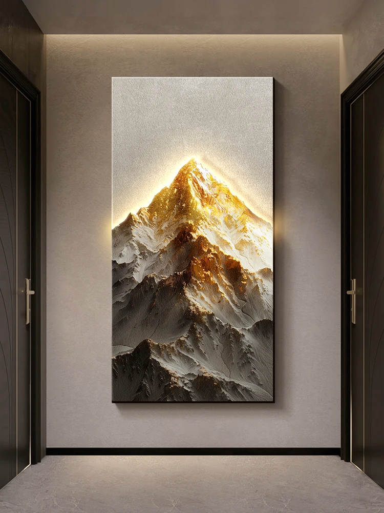 Lâmpada de parede LED Sunshine Golden Mountain para entrada, efeito tridimensional e sofisticado, lâmpada mural de corredor e passagem
