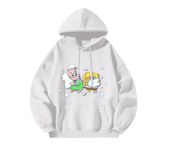 Pakaian Pasangan Baru 2025 Motif Kartun Sponge Baby, Pakaian Musim Gugur, Hoodie Longgar untuk Pria dan Wanita