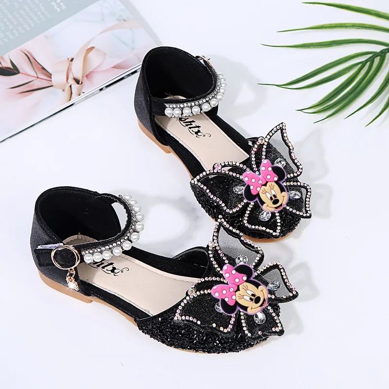 

Disney mickey mouse Girls Sandals Summer Spring Fall New Baby Bright Diamond Princess Dance Shoes kids Bow Performance Sandals